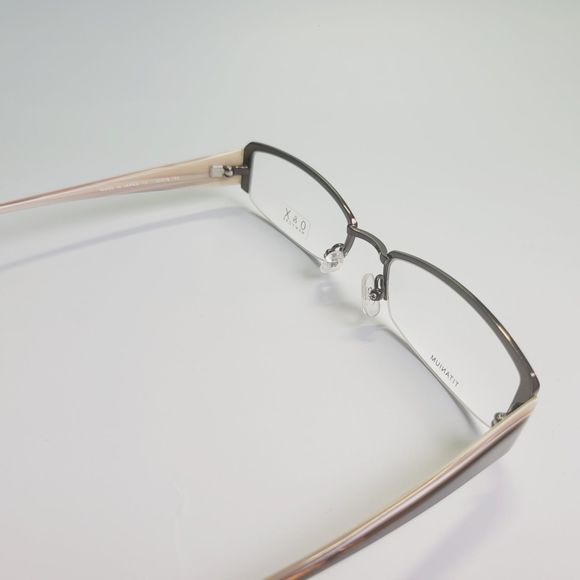O&X New York Titanium OT-207U 52-18 142 beige eyeglasses rectangle frames C7 - Picture 4 of 14